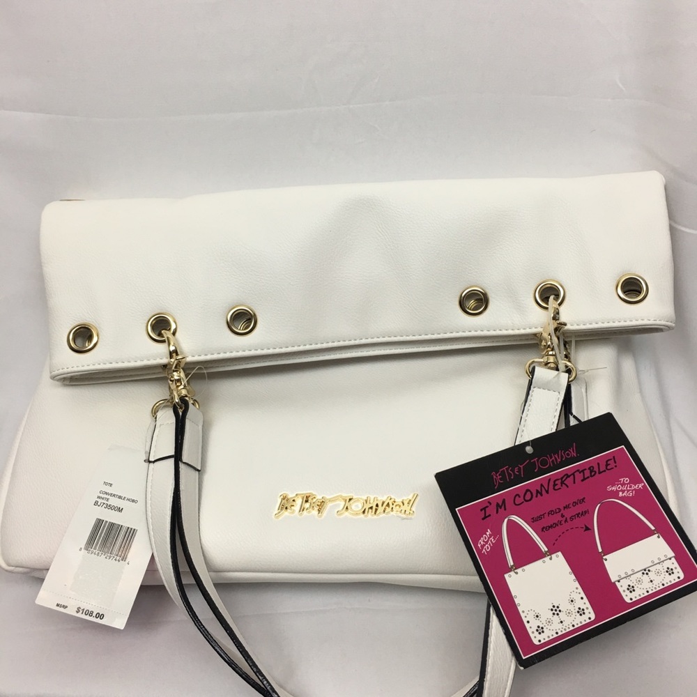 Betsy Johnson white convertible bag new with tags